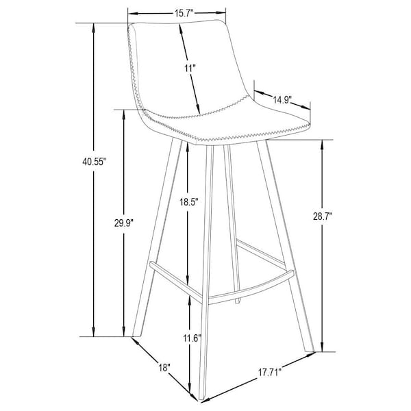 Leisuremod Elland Modern Upholstered Leather Bar Stool with Iron Legs and Footrest, Light Brown - ES29BR