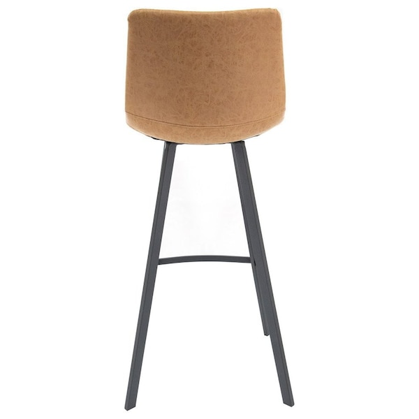 Leisuremod Elland Modern Upholstered Leather Bar Stool with Iron Legs and Footrest, Light Brown - ES29BR