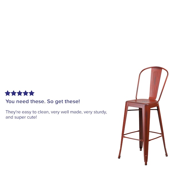 Flash Furniture Distressed Red Metal Stool, Material: Rubber - ET-3534-30-RD-GG