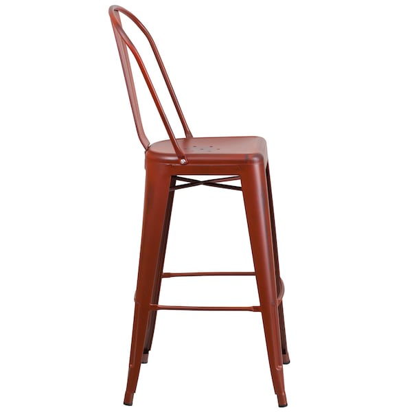 Flash Furniture Distressed Red Metal Stool, Material: Rubber - ET-3534-30-RD-GG