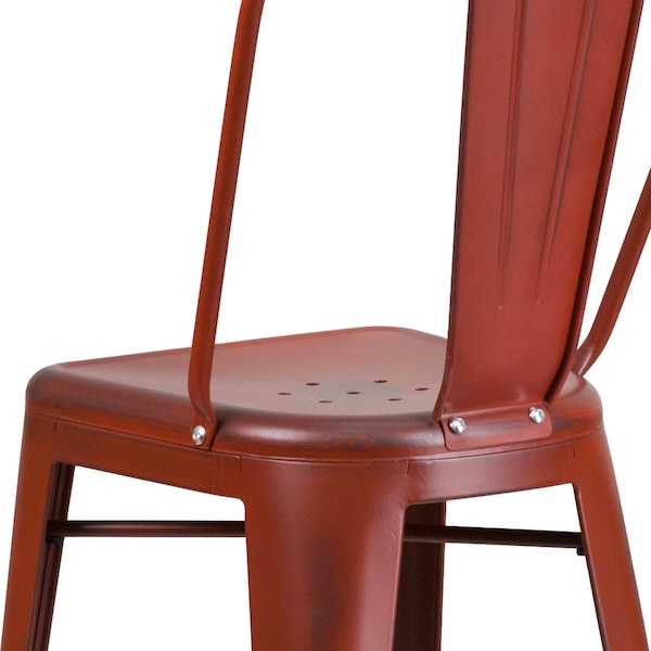 Flash Furniture Distressed Red Metal Stool, Material: Rubber - ET-3534-30-RD-GG