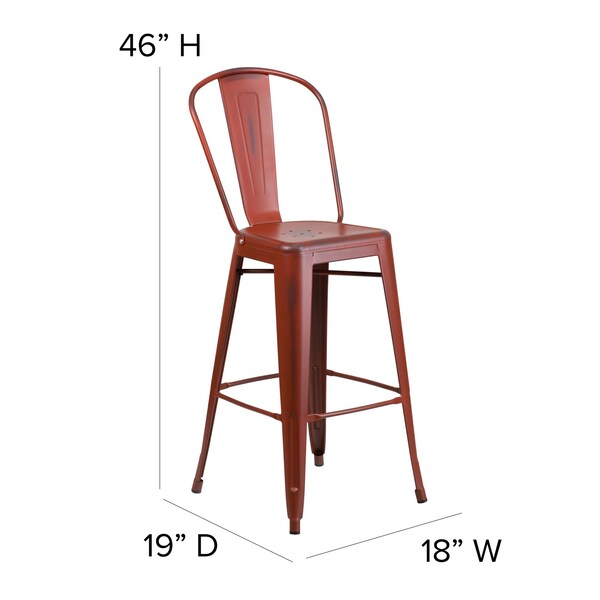 Flash Furniture Distressed Red Metal Stool, Material: Rubber - ET-3534-30-RD-GG