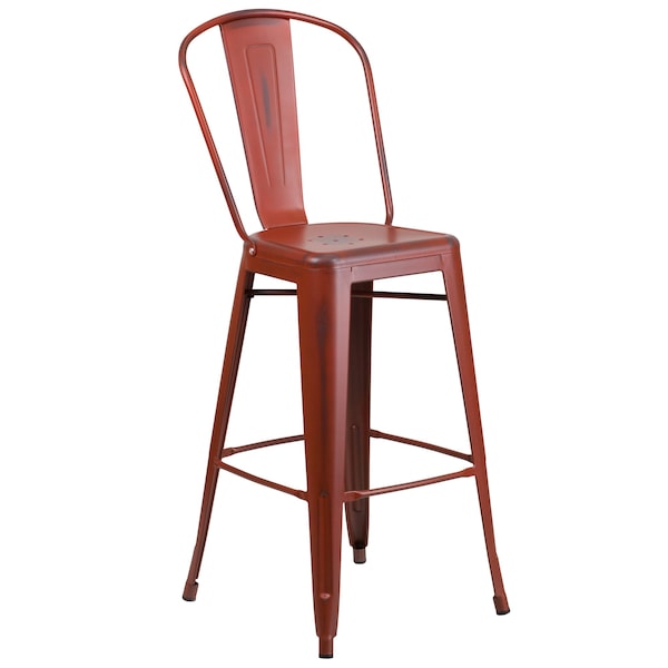 Flash Furniture Distressed Red Metal Stool, Material: Rubber - ET-3534-30-RD-GG