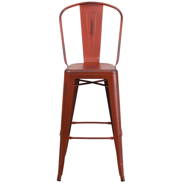 Flash Furniture Distressed Red Metal Stool, Material: Rubber - ET-3534-30-RD-GG