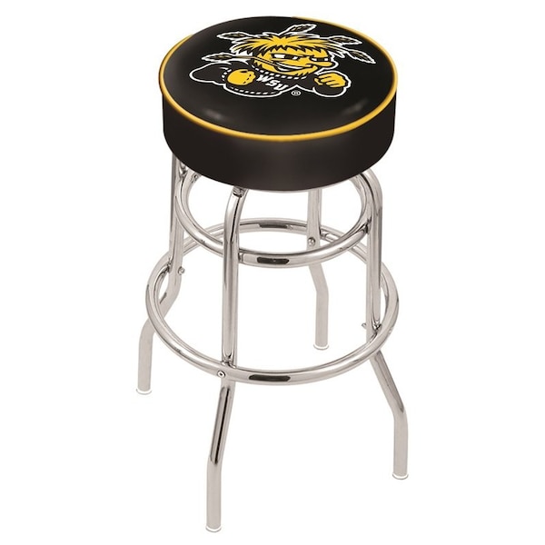 Holland Bar Stool Co 30" Wichita State Cushion Seat, 2-Ring Chrome Swivel Bar Stool - L7C130WICHST