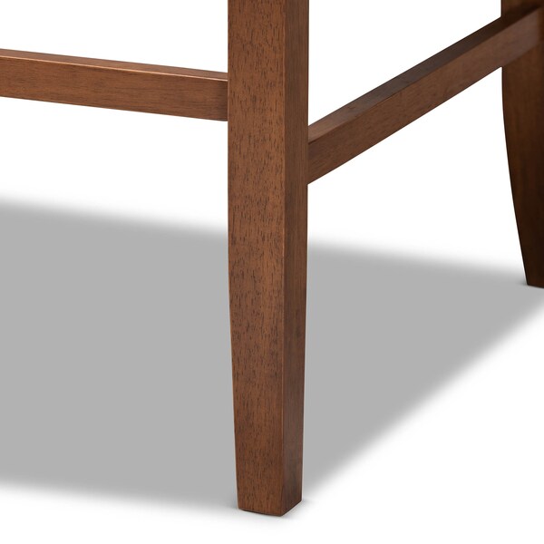 Baxton Studio Alira Beige Upholstered Walnut Wood Button Tufted Bar Stool Bench - 160-9947