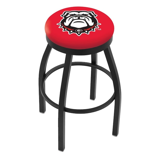 Holland Bar Stool Co 30" Blk Wrinkle Georgia "Bulldog" Swivel Bar Stool, Accent Ring - L8B2B30GA-DOG