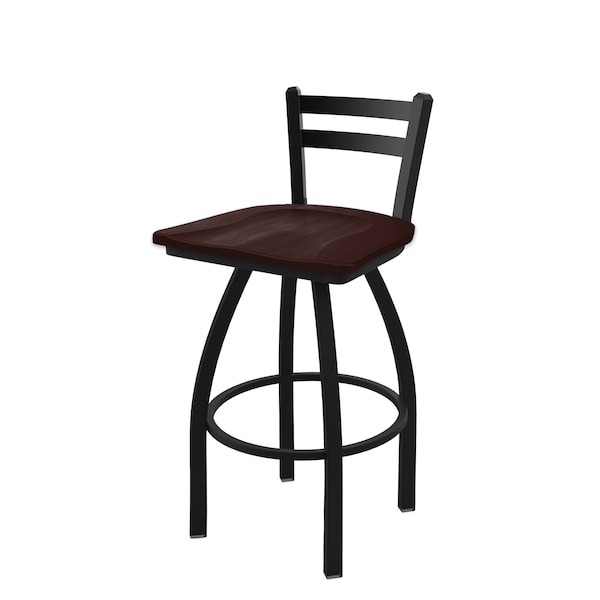 Holland Bar Stool Co 30" Low Back Swivel Bar Stool, Black Wrinkle, Dark Cherry Maple Seat - 41130BWDCMPL