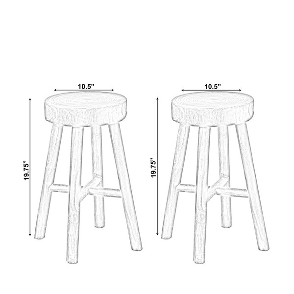 Vintiquewise Antique Round Wooden Chair Log Cabin Stools, PK 2 - QI003846.2