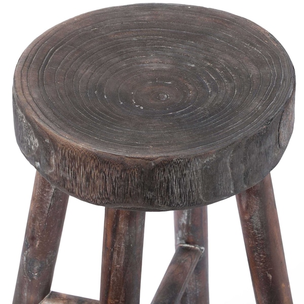 Vintiquewise Antique Round Wooden Chair Log Cabin Stools, PK 2 - QI003846.2