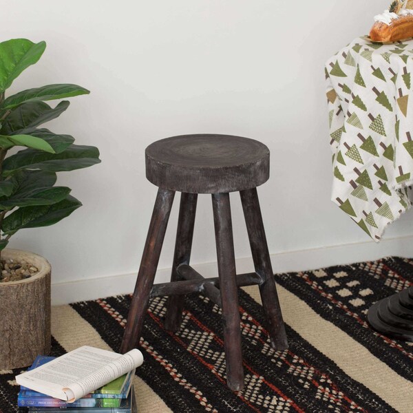 Vintiquewise Antique Round Wooden Chair Log Cabin Stools, PK 2 - QI003846.2