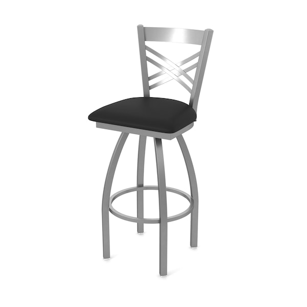 Holland Bar Stool Co OD820 Catalina Stainless Steel 36 Swivel Outdoor Bar Stool with Breeze Black Seat - OD82036SSOD004