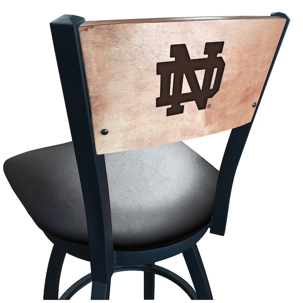 Holland Bar Stool Co 30" Blk Wrinkle Notre Dame (ND) Swivel Bar Stool, Laser Engraved Back - L03830BWMEDMPLAND-NDBLKVINYL