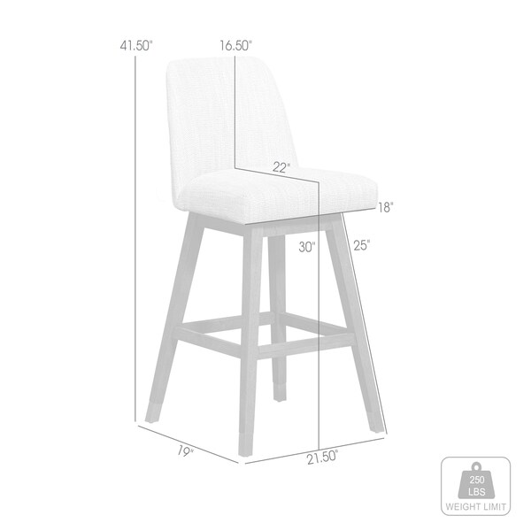 Armen Living Amalie Swivel Bar Stool in Brown Oak Wood Finish with Beige Fabric - 840254332089