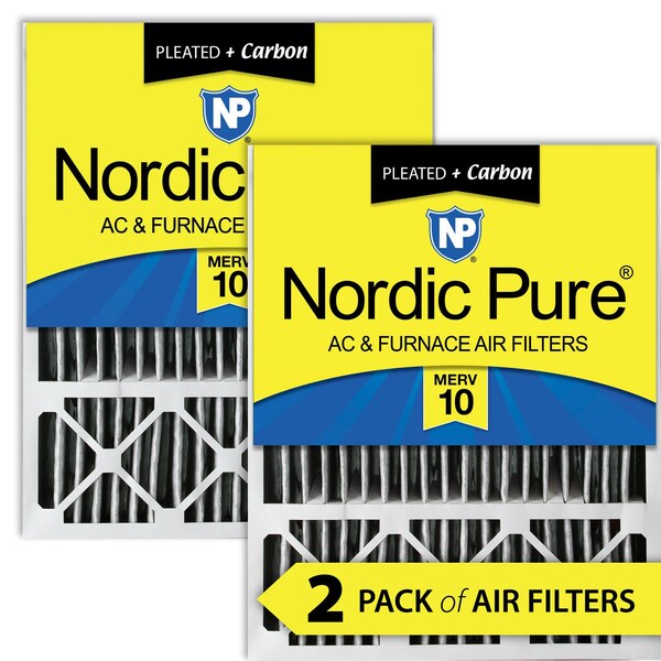 Nordic Pure 20x25x5 Plus Carbon Pleated Air Filter, High Capacity, MERV 10, 2 PK - 20X25X5HPM10C-2