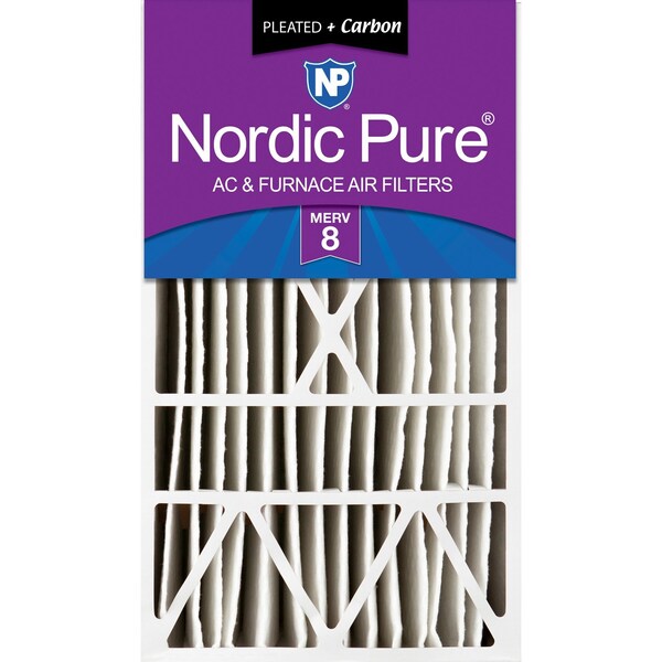 Nordic Pure 16x28x6 Plus Carbon Pleated Air Filter, High Capacity, MERV 8 - 16X28X6ASGM8+C-1