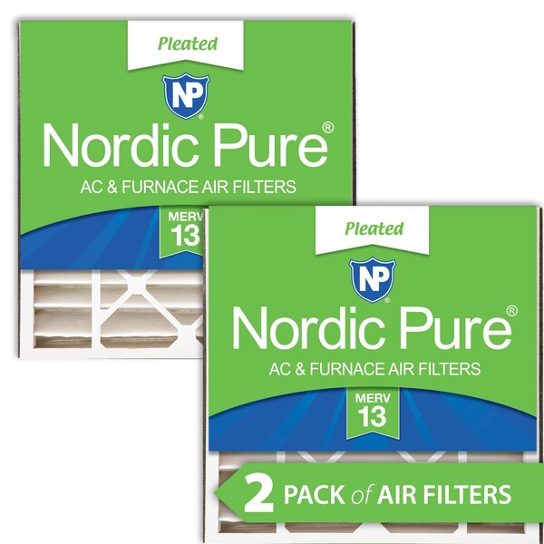 Nordic Pure 20x20x5 Pleated Air Filter, High Capacity, Electrostatically Charged Synthetic Media, MERV 13, 2 PK - 20X20X5ABM13-2