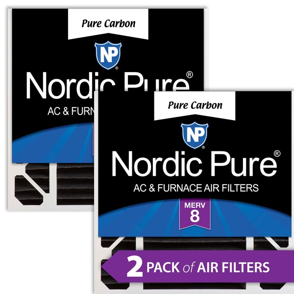 Nordic Pure 20x20x5 Pure Carbon Pleated Air Filter, High Capacity, MERV 8, 2 PK - 20X20X5HPCP-2