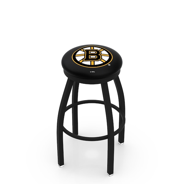 Holland Bar Stool Co 30" Blk Wrinkle Boston Bruins Swivel Bar Stool, Accent Ring - L8B2B30BOSBRU