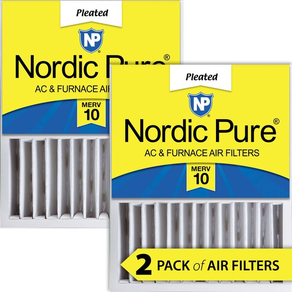 Nordic Pure 16x20x5 Pleated Air Filter, High Capacity, Electrostatically Charged Synthetic Media, MERV 10, 2 PK - 16X20X5HM10-2