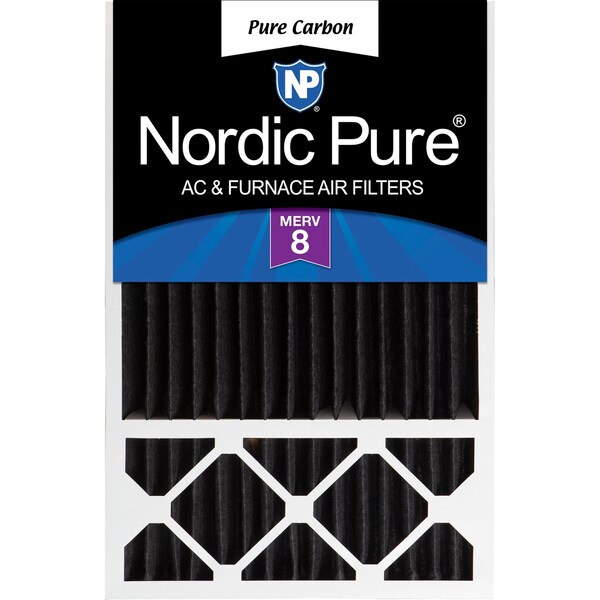 Nordic Pure 16x25x5 Pure Carbon Pleated Air Filter, High Capacity, MERV 8 - 16X25X5HPCP-1