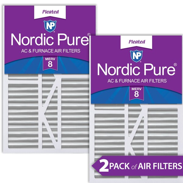 Nordic Pure 16x25x5 Pleated Air Filter, High Capacity, Electrostatically Charged Synthetic Media, MERV 8, 2 PK - 16X25X5_1/4GCAM8-2
