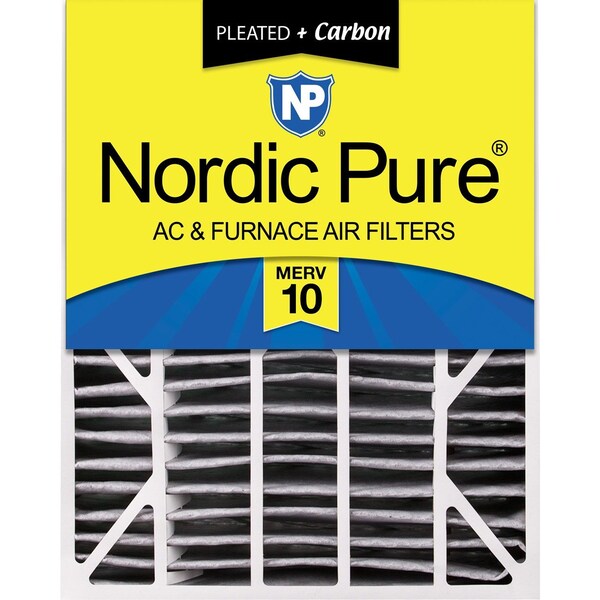 Nordic Pure 20x25x6 Plus Carbon Pleated Air Filter, High Capacity, MERV 10 - 20X25X6ASGPM10C-1