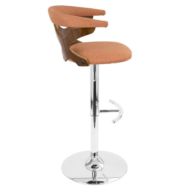 Lumisource Gardenia Adjustable Swivel Barstool in Walnut and Orange - BS-GARD WL+O