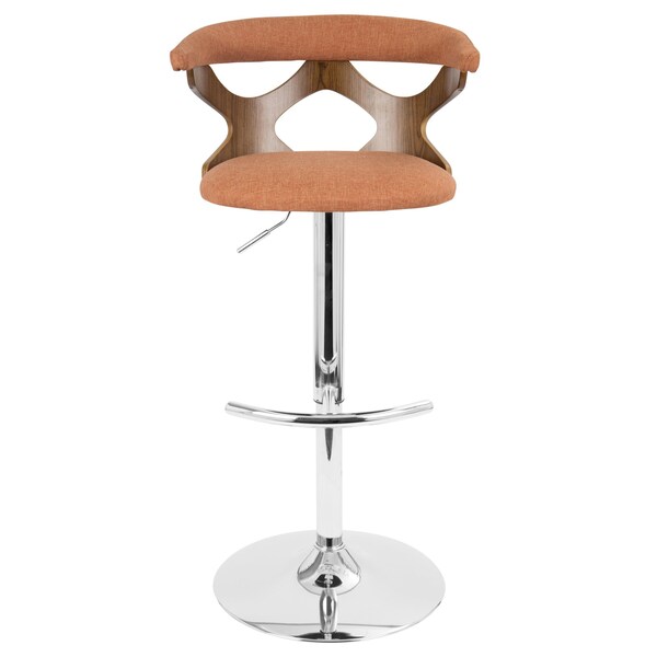 Lumisource Gardenia Adjustable Swivel Barstool in Walnut and Orange - BS-GARD WL+O