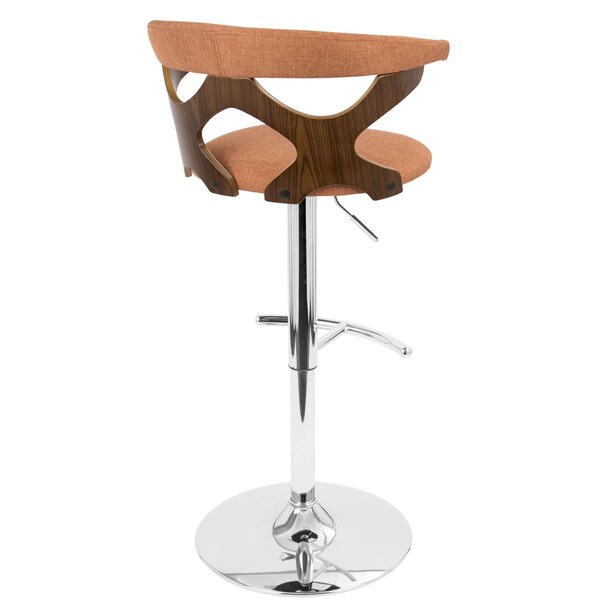 Lumisource Gardenia Adjustable Swivel Barstool in Walnut and Orange - BS-GARD WL+O