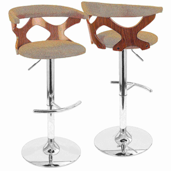 Lumisource Gardenia Adjustable Swivel Barstool in Walnut and Orange - BS-GARD WL+O