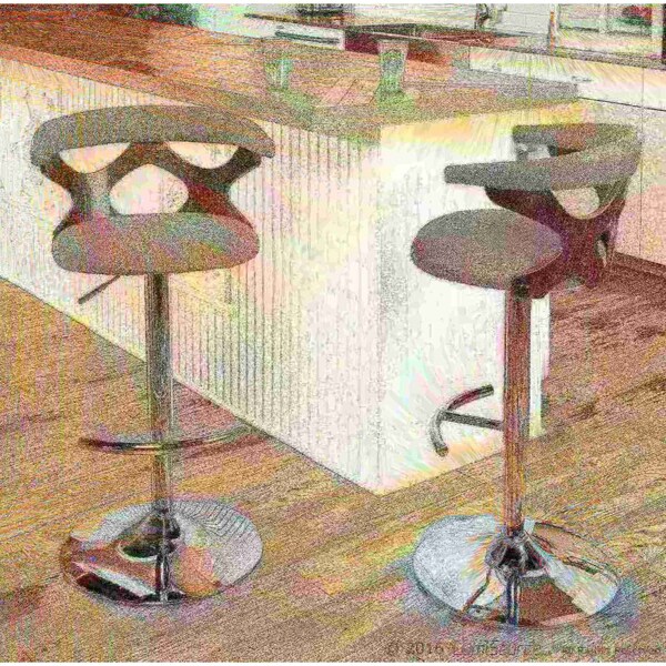 Lumisource Gardenia Adjustable Swivel Barstool in Walnut and Orange - BS-GARD WL+O