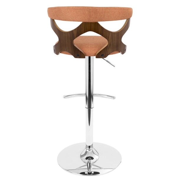 Lumisource Gardenia Adjustable Swivel Barstool in Walnut and Orange - BS-GARD WL+O