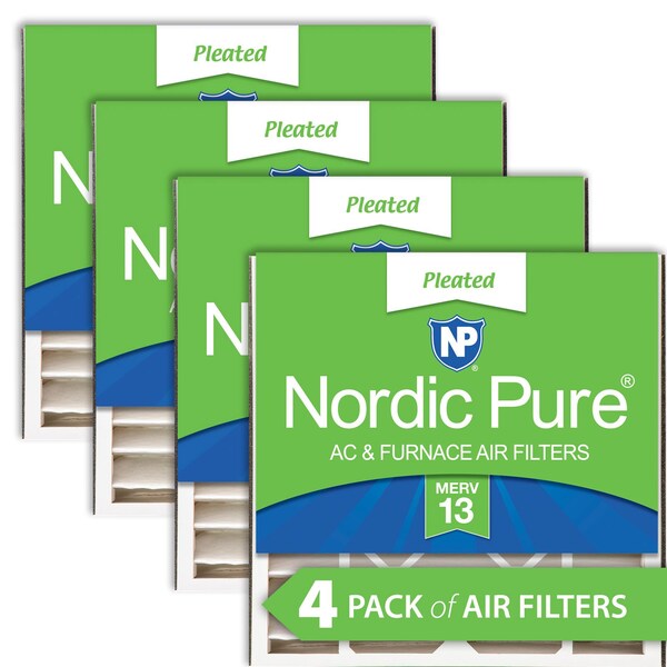 Nordic Pure 20x20x5 Pleated Air Filter, High Capacity, Electrostatically Charged Synthetic Media, MERV 13, 4 PK - 20X20X5ABM13-4