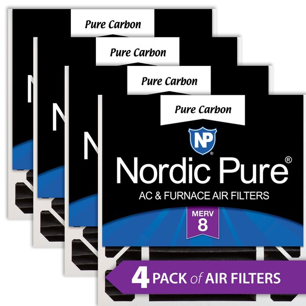 Nordic Pure 20x20x5 Pure Carbon Pleated Air Filter, High Capacity, MERV 8, 4 PK - 20X20X5HPCP-4