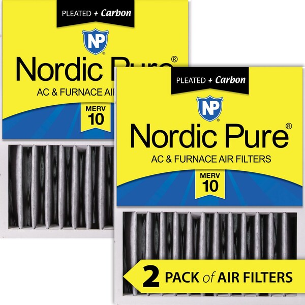 Nordic Pure 16x20x5 Plus Carbon Pleated Air Filter, High Capacity, MERV 10, 2 PK - 16X20X5HPM10C-2