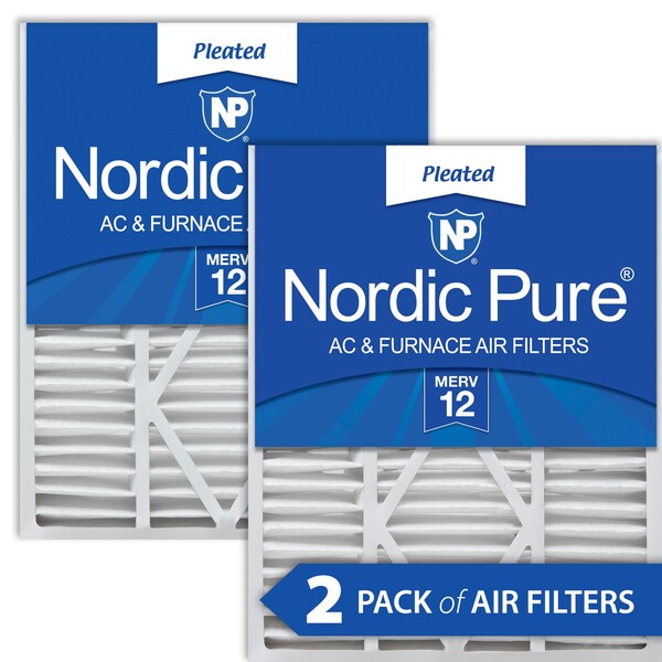 Nordic Pure 20x25x5 Pleated Air Filter, High Capacity, Electrostatically Charged Synthetic Media, MERV 12, 2 PK - 20X25X5_1/4GCAM12-2