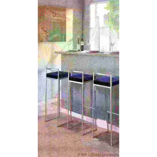 Lumisource Fuji Barstool in Stainless Steel and Blue Velvet Cushion, PK 2 - B30-FUJI VBU2