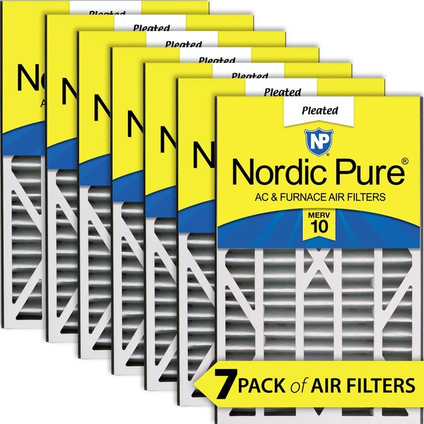 Nordic Pure 16x25x3 Pleated Air Filter, High Capacity, Electrostatically Charged Synthetic Media, MERV 10, 7 PK - 16X25X3ABM10-7