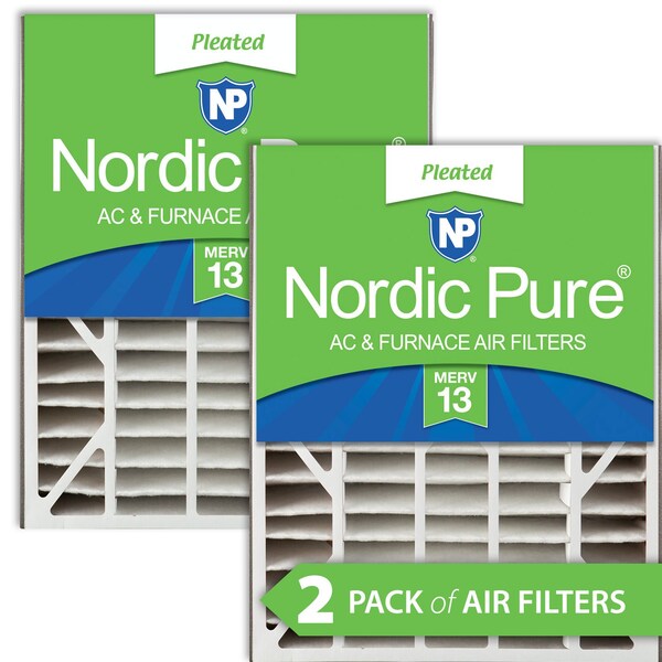 Nordic Pure 20x25x5 Pleated Air Filter, High Capacity, Electrostatically Charged Synthetic Media, MERV 13, 2 PK - 20X25X5ABM13-2