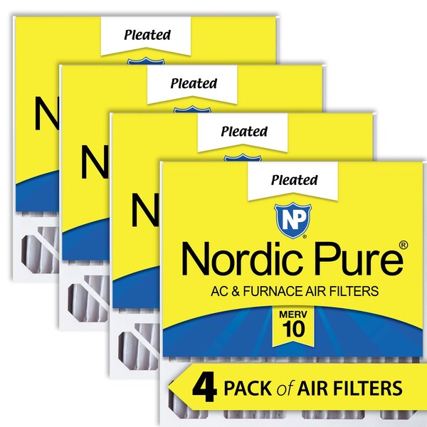 Nordic Pure 20x20x5 Pleated Air Filter, High Capacity, Electrostatically Charged Synthetic Media, MERV 10, 4 PK - 20X20X5HM10-4