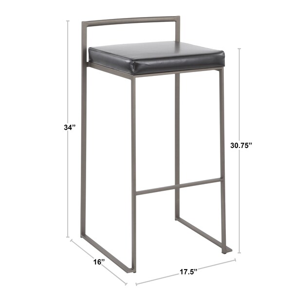 Lumisource Fuji Barstool in Gold with Grey Faux Leather, PK 2 - B30-FUJI AUGY2