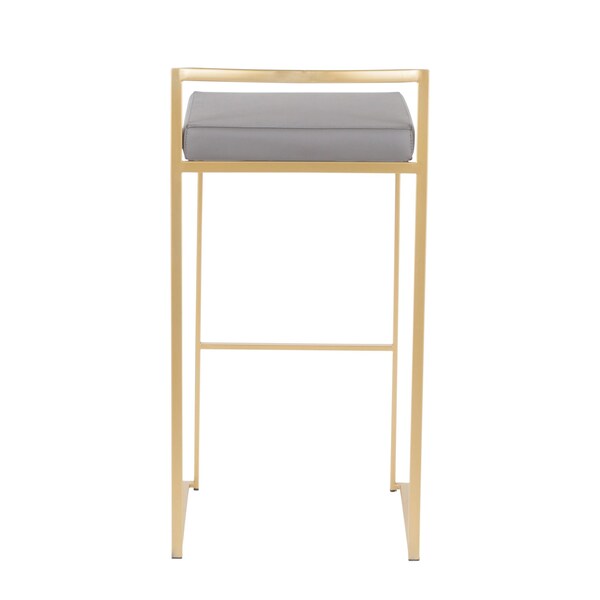 Lumisource Fuji Barstool in Gold with Grey Faux Leather, PK 2 - B30-FUJI AUGY2