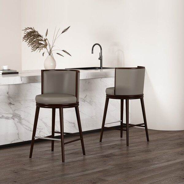 Manhattan Comfort Evalyn Barstool in Taupe - Set of 2 - 2-BS024-TP