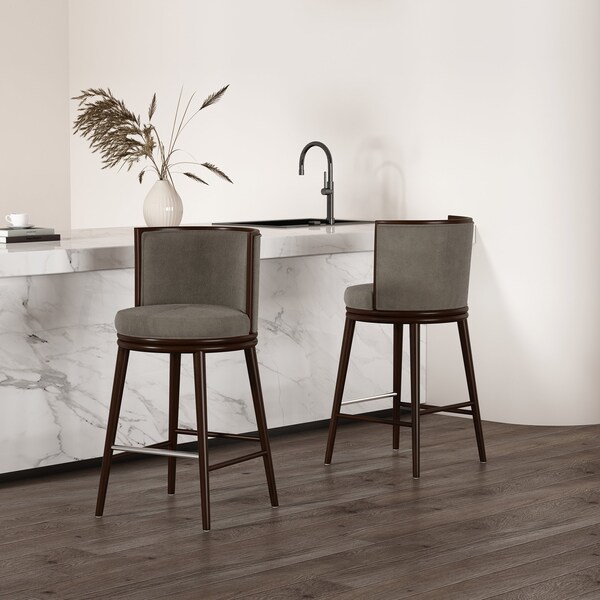 Manhattan Comfort Evalyn Barstool in Dove - Set of 2 - 2-BS024-DO
