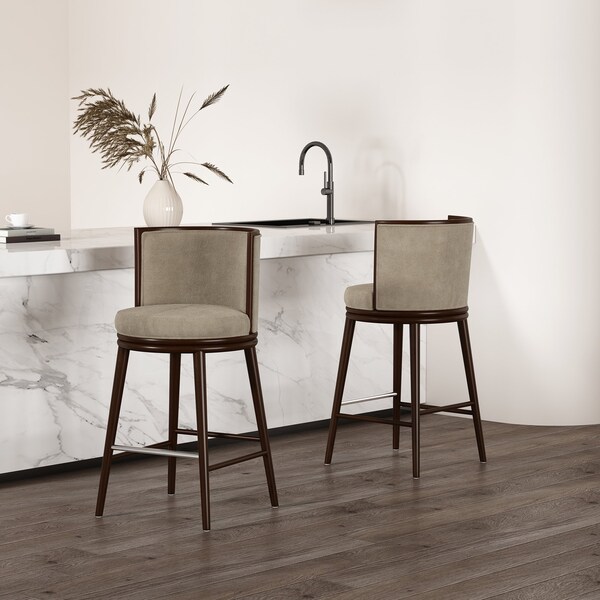 Manhattan Comfort Evalyn Barstool in Natural - Set of 2 - 2-BS024-NA