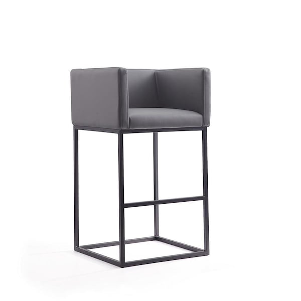 Celebracion Embassy Grey & Black Metal Barstool 38 x 21 x 20.5 in. - CE1810781