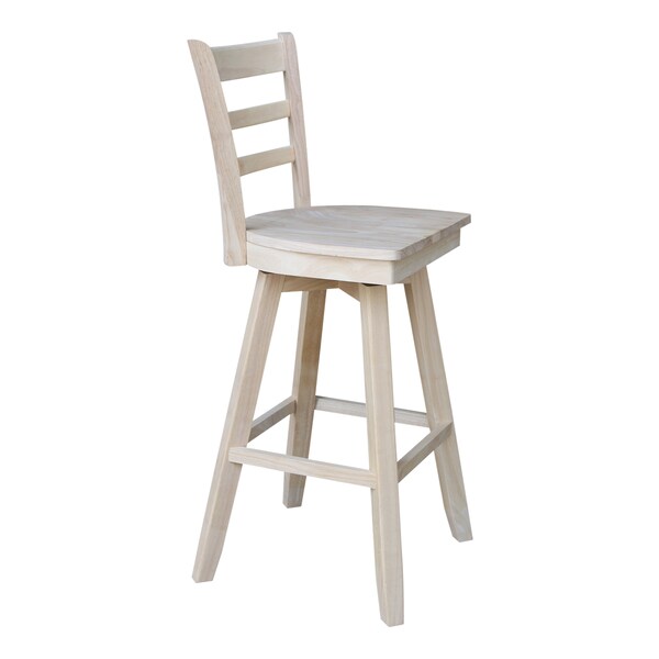 International Concepts Emily Bar Height Stool, 30" Seat Height, with Swivel, Unfinished - S-6173SW