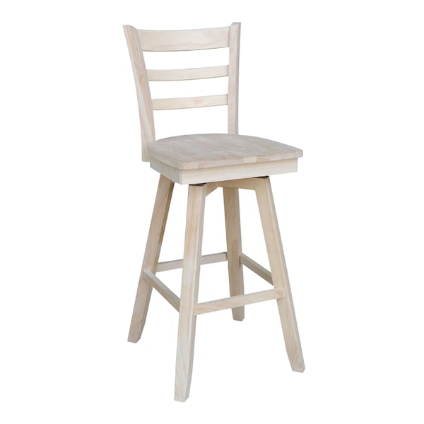 International Concepts Emily Bar Height Stool, 30" Seat Height, with Swivel, Unfinished - S-6173SW