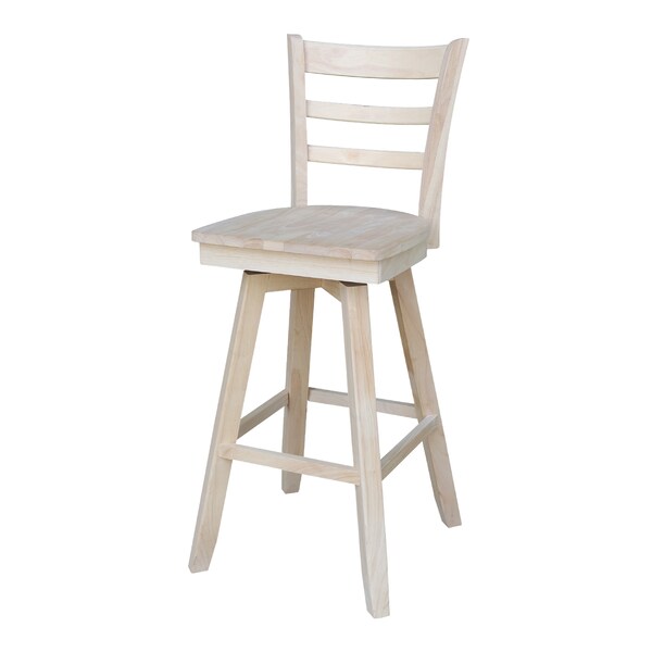International Concepts Emily Bar Height Stool, 30" Seat Height, with Swivel, Unfinished - S-6173SW